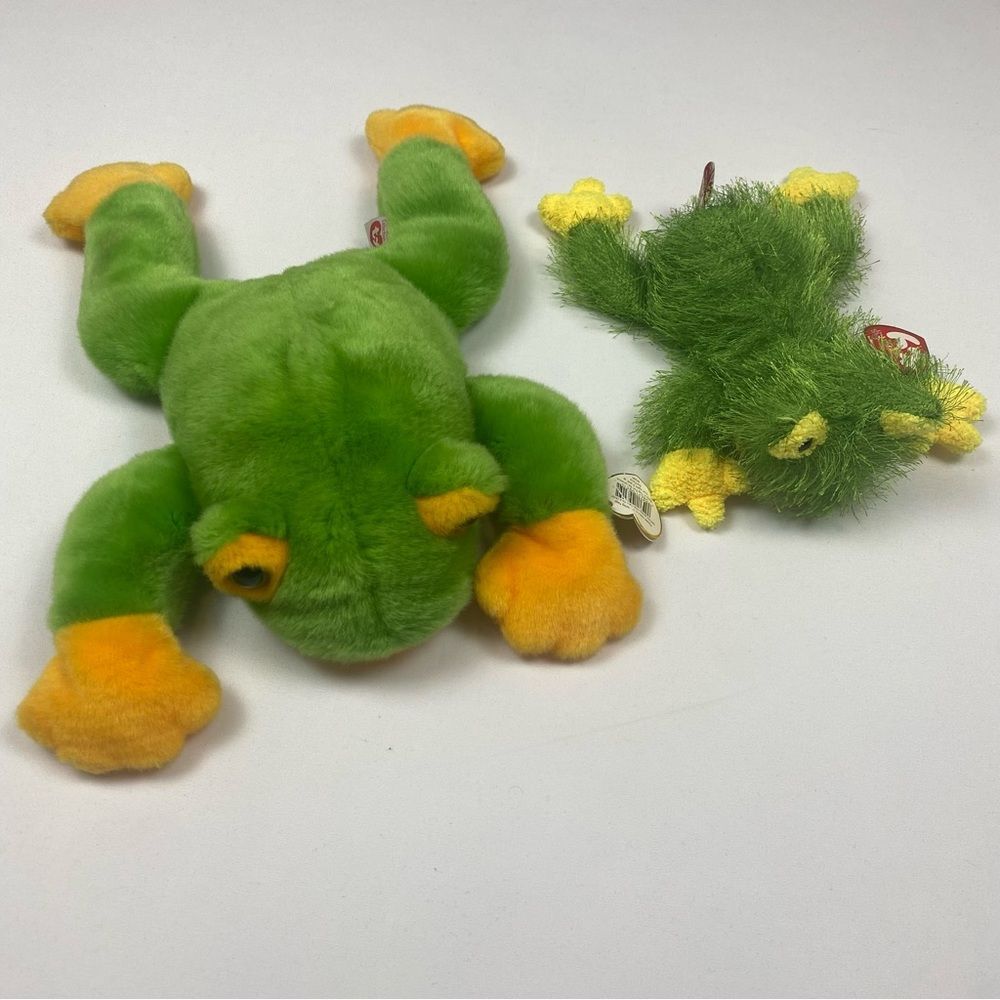 Tyā Beanie Buddy Smoochy 1998 & Ty Beanie Punkies Hopscotch 2002 Bundle Frogs
